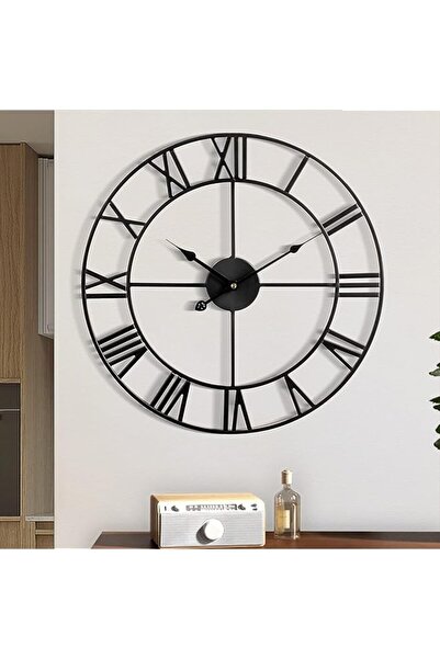 The Bros ساعة حائط كبيرة معدنية بتصميم كلاسيكي وأرقام رومانية، مقاس 16 بوصة