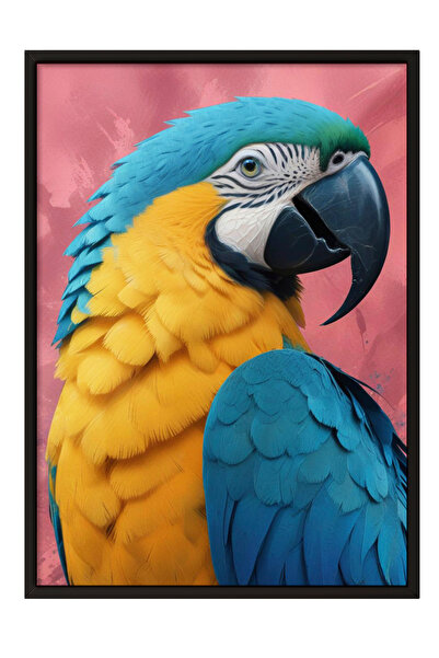Zestia Ζωγραφική τοίχου με μαύρο πλαίσιο Πολύχρωμο πορτρέτο παπαγάλου – Διακό...