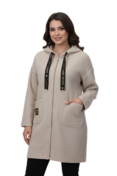 Caftan Kadın Anne Kapüşonlu Cepli Buklet Hırka BGL-ST05084
