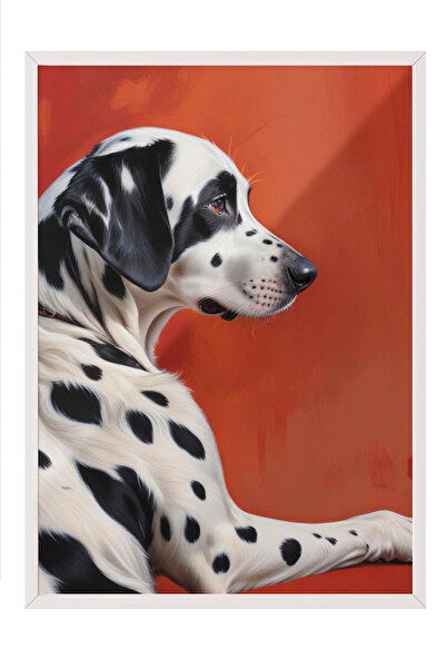 Zestia Ζωγραφική τοίχου με λευκό πλαίσιο Πορτρέτο σκύλου Δαλματίας – Λεπτομέρ...