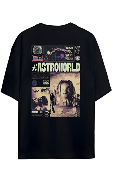 SVART WEAR bumbac 100% unisex proiectat de Travis Scott supradimensionat negru tricou - îmbrăcăminte de stradă Hip Hop cu imprimeu