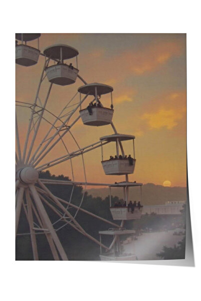 Zestia Poster Roată Ferris în apusul soarelui – Decor de salon cu cer portoca...