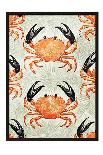 Zestia Tablou de perete cu ramă neagră, model cu crab portocaliu – Decor de b...