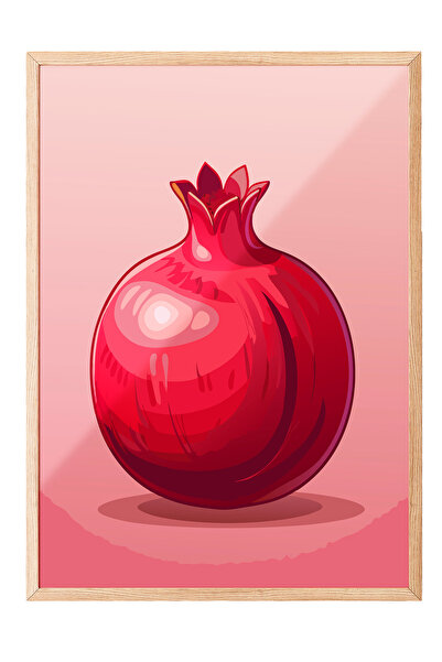 Zestia Дървена рамка за стена с илюстрация на нар – декорация за всекидневна ...