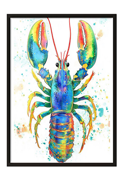 Zestia Ζωγραφική σε μαύρο πλαίσιο με πολύχρωμο αστακό για διακόσμηση γραφείου