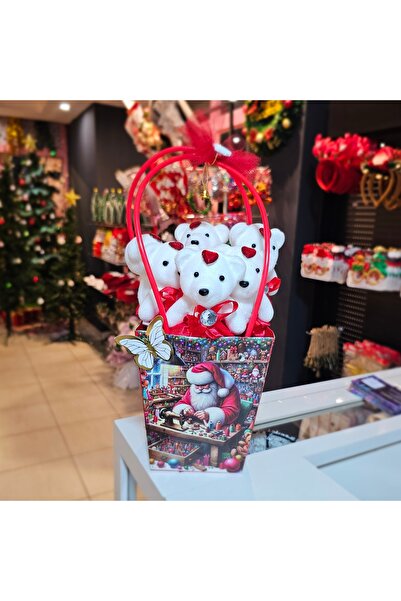 Rosea Çiçekevi Noel Babalı Yılbaşı Ayıcıklı Çanta Sevgiliye, Arkadaşa Hediye ...