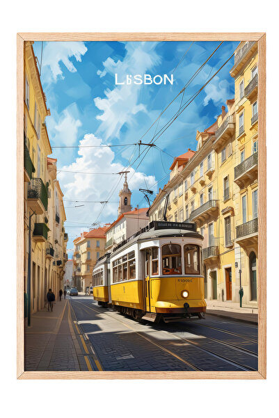 Zestia Ζωγραφική τοίχου με ξύλινο πλαίσιο Σκηνικό τραμολιμπούστου Λισαβόνας –...