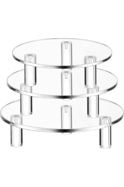 The Bros Round Acrylic Display Riser (3 pcs: 5", 6", 8") Clear Acrylic Cake & Cupcake Stand