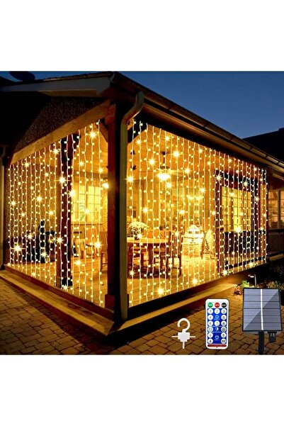 The Bros ستارة شمسية مطورة، 300 مصباح LED دافئ (8 أوضاع، جهاز تحكم عن بعد)