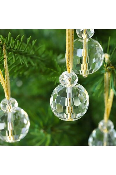 The Bros 12 قطعة من زينة كرات عيد الميلاد المصنوعة من الزجاج الكريستالي الشفا...