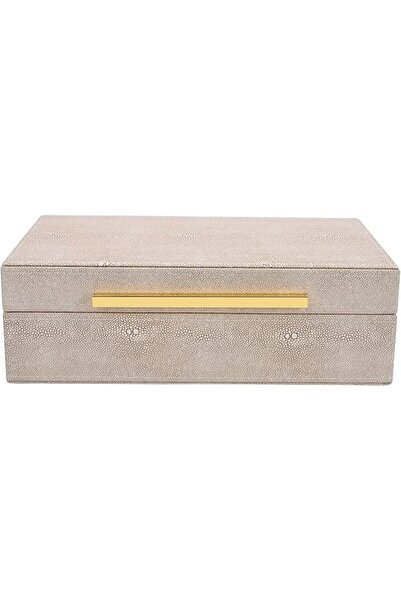The Bros Ivory Shagreen Faux Leather Decorative Keepsake Box with Lid