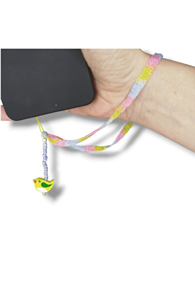 STE Dantel Ebruli Telefon Charmı - Ahşap Kuş Telefon Charmı - Telefon Süsü - ...