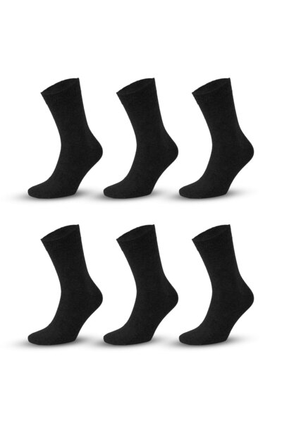 SONNORS 6 Pairs Premium Organic Cotton Stitch-Free Classic Women Men Socks Black Office Socks