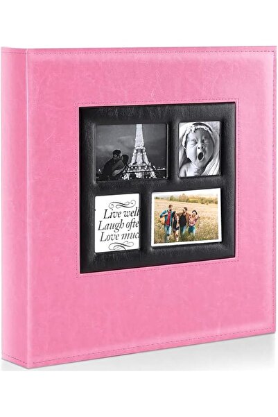 The Bros ألبوم صور 4x6، 500 جيب، غلاف جلدي، يتسع للصور الأفقية والرأسية (وردي)