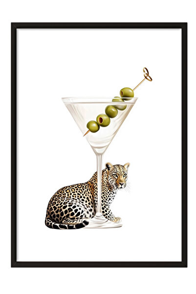 Zestia Илюстрация „Леопард Мартини“ с черна рамка – модерна декорация за всек...