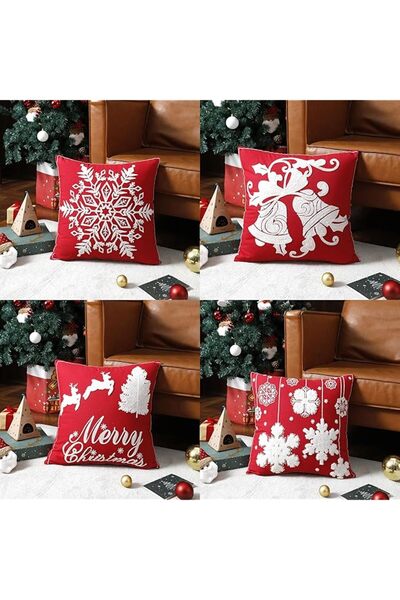 The Bros Christmas Pillow Cover 45x45 Pure Cotton Red Zippered Cushion Cover