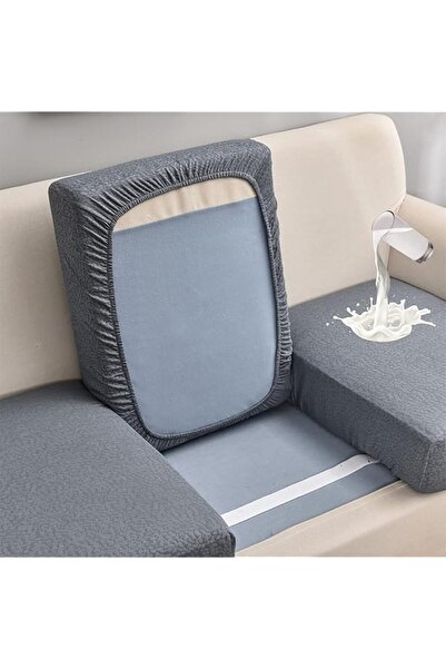 The Bros Waterproof Stretch Sofa Seat Cushion Cover (Large 2-Seater, Grey)