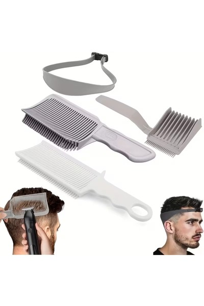 YYB 4'lü Saç Kesme Tarağı Seti Kavisli Kesme Hizalama Lastikli Kaliteli Traş Seti Ölçülü Kuaför Seti