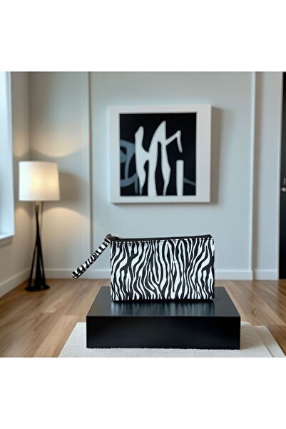 YONCA OUTLET Zebra Patterned Women's Clutch Handbag – Stylish and Modern Design, Daily & Evening Use (Model 115)