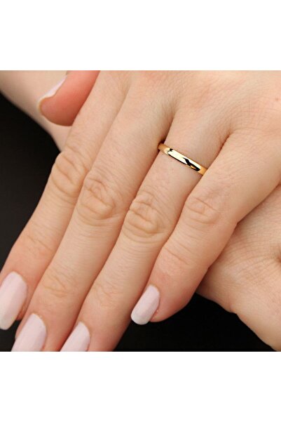 Alyans GÜMÜŞ 3 MM 925 AYAR ÜZERİNE 14 AYAR ALTIN KAPLAMALI