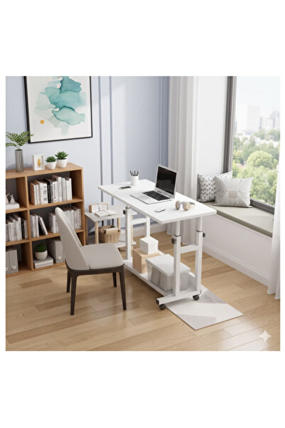 LAOBAN Overbed Table Wheels Side Table Computer Desk Moveable Height Adjustable