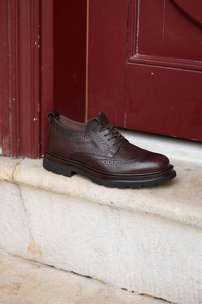 Montaro Brown 100% Genuine Leather Men's Classic Shoes