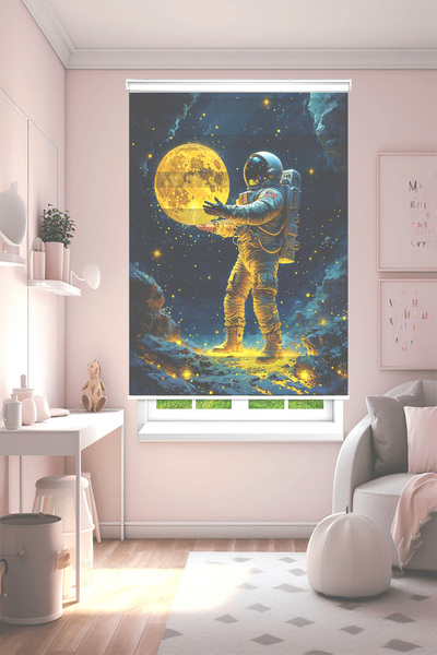 Perdecizade (ENXBOY)ASTRONOT DİJİTAL BASKILI ZEBRA PERDE-COCUK ODASI-STOR PERDE