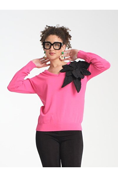 BERNE Cicek detayli şık ince kazak