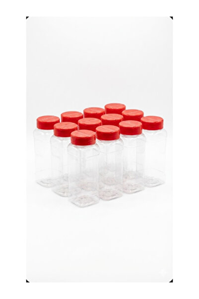 Tayf 12 برطمان توابل بلاستيكي سعة 250 مل مع أغطية حمراء مزدوجة الفتح - حاويات...