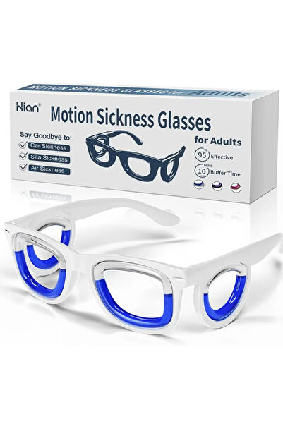 LUMAKS نظارات اضطراب الحركة أثناء السفر، نظارات الغثيان باللون الأبيض