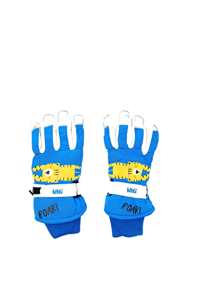 Kitti 4-9 Yaş Çocuk Kar Kayak Eldiveni Polar Astarlı, Rüzgar Su İtici Reflekt...