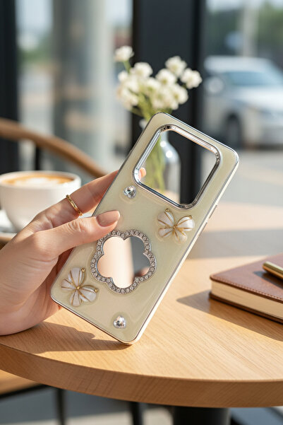 batuteknoloji Xiaomi Redmi Note 14 Pro Plus 5G Aynalı Taşlı Fiyonklu Kabartma Yüzeyli Lady BTU Silikon Kapak