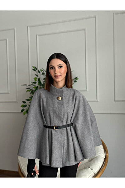 ZDABOUTİQUE Liya Kemerli Kaşe Panço