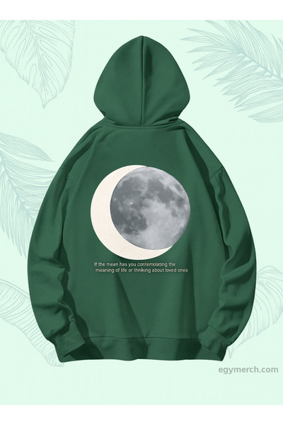 CLASSY.MODA Unisex supradimensionat cu glugă Fazele lunii cu imprimeu Minimal...