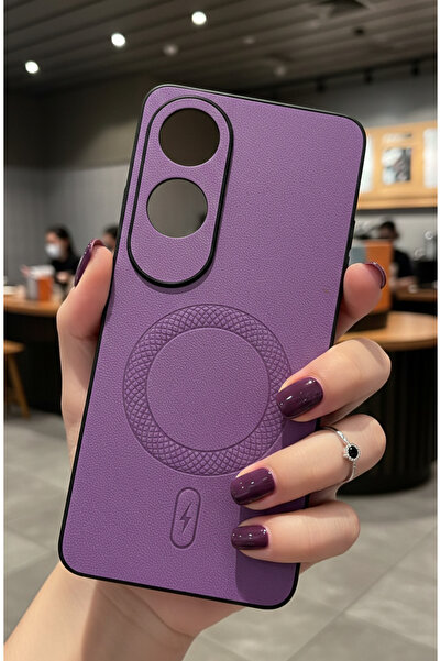 TechTrove Oppo A60 Uyumlu MagSafe Destekli Lüks Deri Görünümlü Kamera Korumalı Kılıf