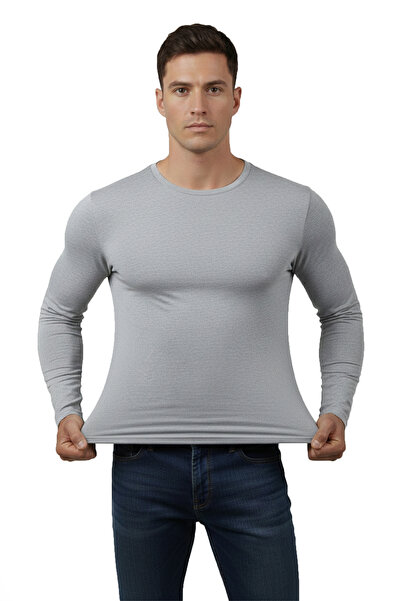 DeepSEA Erkek Gri Uzun Kollu Sıfır Yaka Sweat 2300423