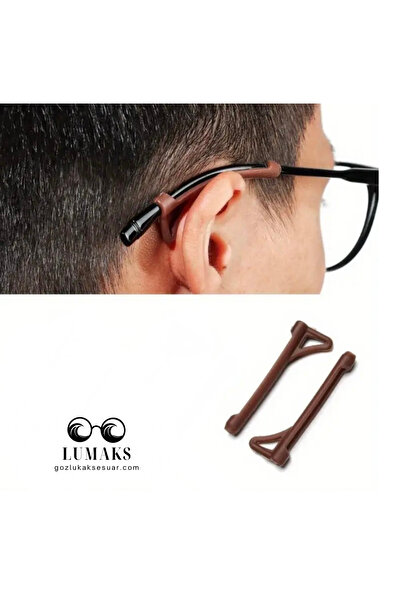 LUMAKS Gözlük sap silikon kulak koruyucu gözlük sapı kulak koruyucu 1 çift kahverengi