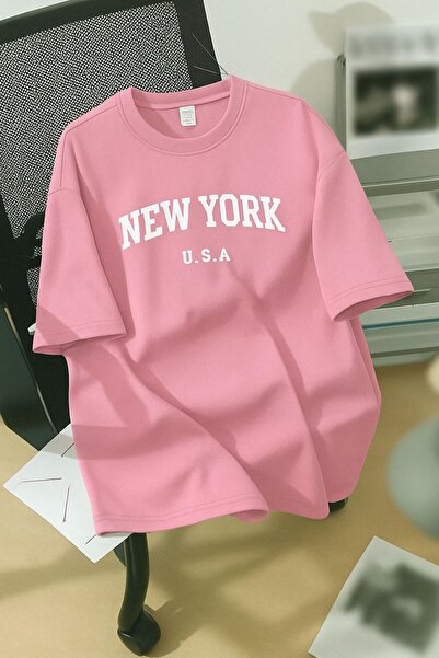 E-ROMA NEW YORK U.S.A. BASKILI UNİSEX Tişört