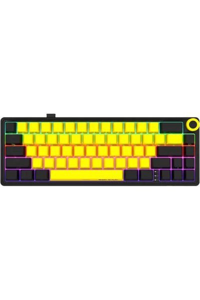 LORGAR Tastatură KBP70MW RGB LED USB Wireless/Bluetooth Negru-Galben