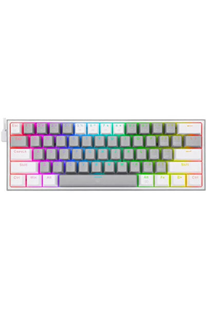 REDRAGON Tastatură Gaming Fizz Gri Alb RGB Mecanica Roșu Switch K617-RGB-GW_RD
