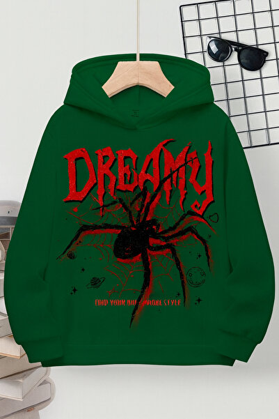 CLASSY.MODA سويت شيرت للجنسين قصة فضفاضة بغطاء رأس بنمط شبكة العنكبوت الحالمة...