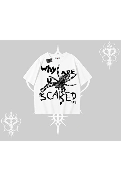 Tarzsokak Λευκό Υπερμεγέθες Μπλουζάκι Γιατί τρομαγίζεις;