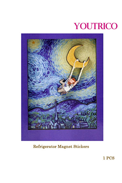 Youtrico قطعة واحدة من ملصقات مغناطيس الثلاجة الخشبية ذات الرسوم الكرتونية ال...