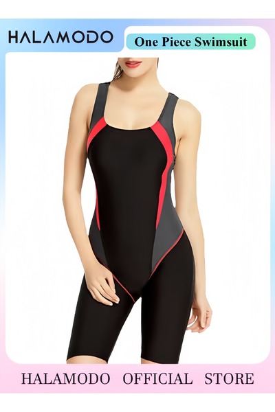 HALAMODO Women's One Piece Swimsuit Short Sleeve Quick-Dry Swimwear Conservative Beachwear Bathing Suit Sport