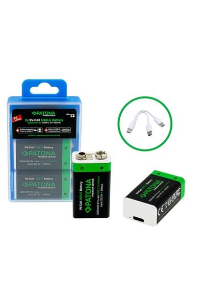 Patona Baterie premium 6F22 de 9 volți cu încărcare USB-C - 1413