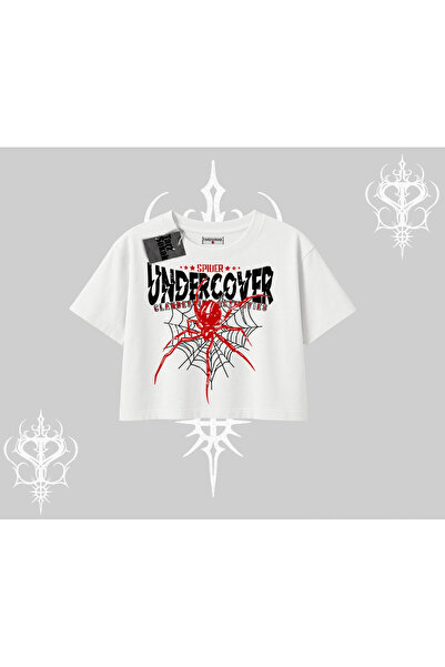 Tarzsokak Tricou crop alb Spider Undercover