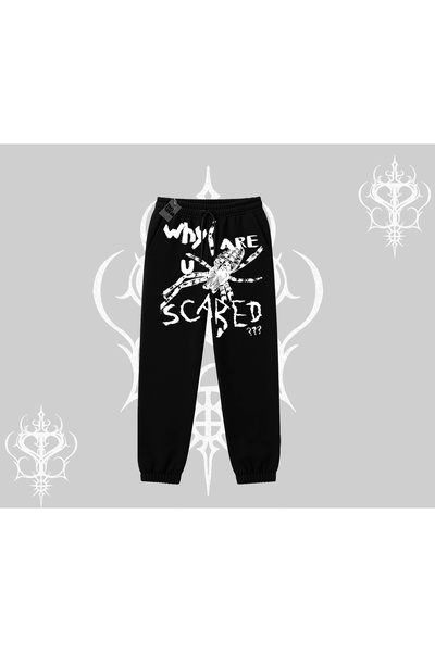 Tarzsokak White Elastic Sweatpants Why Are You Scared?