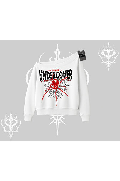 Tarzsokak سويت شيرت أبيض برقبة على شكل قارب سبايدر أندر كور