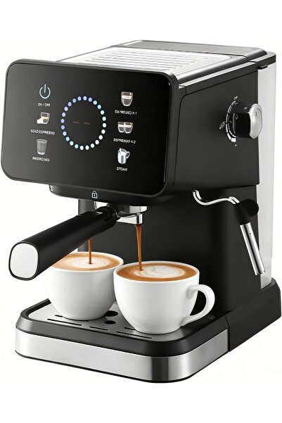 AZZHAAR ماكينة قهوة وإسبريسو مدمجة بقوة 1050 واط، تعمل بضغط 20 بار، مزودة بخزان سعة 1.5 لتر وشاشة لمس.