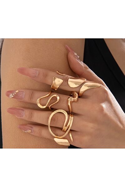 La Saade مجموعة آيكونيك جولد فلو – مجموعة خواتم ذهبية بتصميم عصري قابلة للتعد...